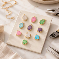 Pendentifs en laiton coloré effet craquelé, plaqués or 14K, formes rondes, cœur, goutte d'eau, carrées, ovales, breloques pour la fabrication de bijoux DIY