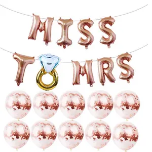 MISS TO MRS Bachelorette Party Balloons Rose Gold 16" with 10 Confetti Balloons Bachelorette Party Decorations Set