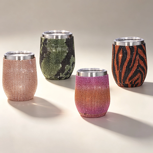 Vaso Personalizado de 12oz con Diamantes Brillantes y Pajita, Vaso de Vino Aislado de Acero Inoxidable para Salidas Nocturnas de Chicas - Product Image 1