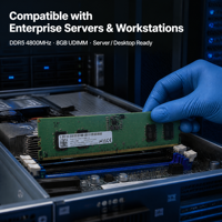 Module de mémoire RAM DDR5 4800 MHz UDIMM 8 Go 1RX16 Non-ECC 288 broches pour ordinateur de bureau
