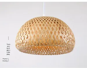 Đèn thả trần tre trúc hiện đại thủ công lớn, kiểu vintage, trang trí nhà hàng, khách sạn, đèn chùm treo trang trí E26 - Product Image 4