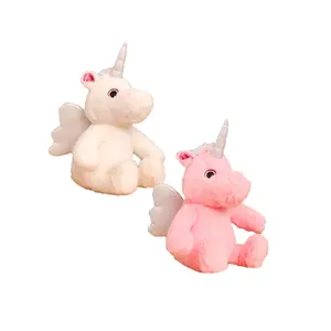 Bantal boneka anak perempuan, duduk hadiah ulang tahun boneka hewan bercahaya unicorn untuk anak-anak