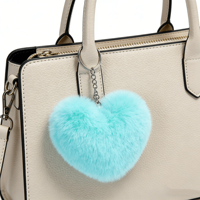 Porte-clés en forme de cœur avec pompon, porte-clés en peluche douce, porte-clés en fausse fourrure colorée, pompons moelleux, porte-clés en boule de pompon pour femmes et filles