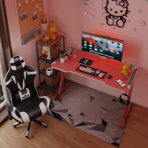 Factory Wholesale LED Gaming <b>Desk</b> Computer Table with Cup Holder <b>Ergonomic</b> Design - Product Image 4