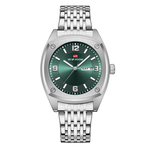 Mens Square <b>Case</b> Wristwatch Steel Link Bracelet Quartz Movement Clean Dial Contemporary Style Timepiece - Product Image 5