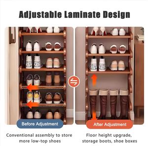 Support de rangement pour chaussures BH en bambou, étagère à chaussures autoportante à 7 niveaux, étagère à chaussures verticale pour placard étroit, entrée, <span class=keywords><strong>couloir</strong></span> - Product Image 3