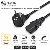 Câble d'alimentation Europe Schuko CEE7/7 vers IEC C13, adapté pour une utilisation comme câble d'alimentation pour ordinateur PC Europe, câble d'alimentation pour moniteur Europe