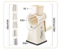 Multifunctionele 4-in-1 handmatige roterende groentesnijder, fruitchopper, saladebereider, trommeltype notenknijper, kaasrasp