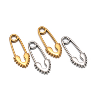 Vente en gros de pendentifs en acier inoxydable 304 plaqué or 18 carats PVD, forme trombone, 56x22mm, grands charms pour la fabrication de bijoux DIY