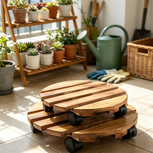Plateau à fleurs mobile en bois personnalisé pour une présentation pratique des fleurs, balcon avec support à fleurs mobile <span class=keywords><strong>sur</strong></span> <span class=keywords><strong>roulettes</strong></span> - Product Image 6