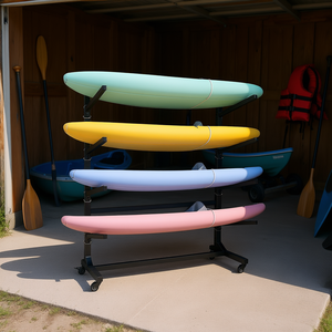 Support de rangement pour kayak D0100XFD91T 45.87Wx28.94Dx80H en alliage d'aluminium robuste, autoportant avec roues verrouillables pour kayak, canoë, SUP - Product Image 2