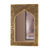 Miroir mural marocain doré orné en fer forgé, cadre d'inspiration artistique islamique, petite forme irrégulière, moderne, fait main, décoratif