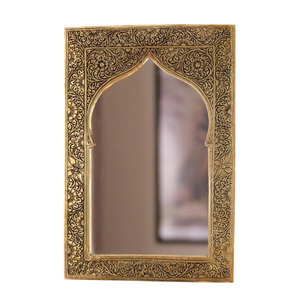 Iron Ornate Gold Moroccan Style Arched Wall <b>Mirror</b> Islamic Art Inspired Frame <b>Small</b> Irregular Shape Vintage Home Decor Made - Product Image 2