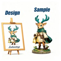 3D Fantasie-Wald Entdecker-Hirsch-Statue Kawaii Elch mit Leuchtender Laterne Figur mit Kunststoffbasis Umweltfreundliches Modellspielzeug nach Maß