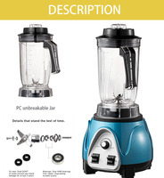 Blender électrique commercial de haute qualité V9, batteur à œufs, 5+ vitesses, capacité de 2,5 L, 1800 W, fréquence 50-60 Hz, boîtier en plastique, smoothie