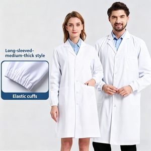 Bata Blanca Profesional para Hombre y Mujer, Mangas Elásticas, No Transparente, Corte Entallado, Sin Arrugas, Uniforme de Enfermería, Chaqueta de Laboratorio - Product Image 1