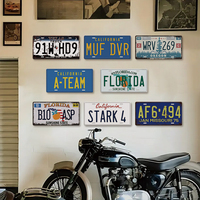Rollo borde rectángulo motocicletas garaje Bar pared Colgante Estaño signos Metal Europa matrícula impresión Offset