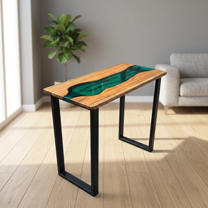 Designer Green & Beige Epoxy Resin <b>Table</b> – Luxury Handmade Furniture for <b>Dining</b>, Office & Living Room - Product Image 2