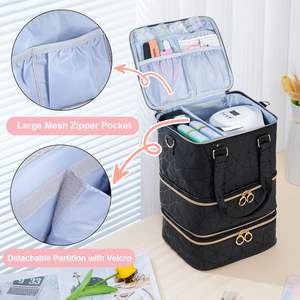 Estuche organizador de maquillaje de viaje de muestra gratis Bolsa de almacenamiento de artista portátil con divisores ajustables Organizador de esmalte de uñas - Product Image 5