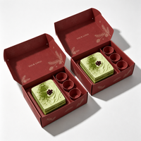 Boîte en papier kraft personnalisée, rouge vin, avec couvercle à charnière, imprimé botanique, logo personnalisé de qualité supérieure, coffret cadeau pour biscuits de Noël