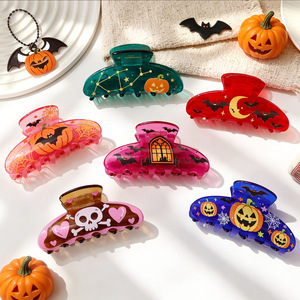 SHESHARES Pinza de Pelo con Diseño de Hombre de Jengibre de Dibujos Animados en Acrílico Hecha a Mano para Mujer, Halloween - Product Image 1