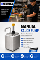 Distributeur de sauce et de sirop carré en acier inoxydable Heavybao 2L, en acier inoxydable SS304, pour comptoir, restaurant, snack-bar, café, cuisine commerciale
