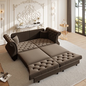 Canapé-lit Chesterfield classique de 83,8 pouces en velours, <span class=keywords><strong>convertible</strong></span> avec capitonnage floral, design intemporel, canapé-lit durable - Product Image 2