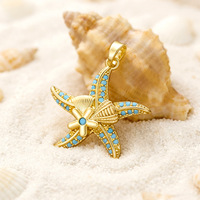 Breloques HD554 Thème Vie Marine Estivale Plage Océan en Laiton Plaqué Or 18K, Coquillages, Conques, Turquoise, Étoiles de Mer, Dauphins pour la Fabrication de Bijoux