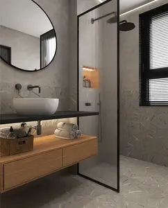 Перегородка для ванной комнаты: новый стиль, душевая кабина из гофрированного стекла, европейская, но без следов тени для тела, проверена CE