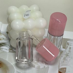 Tuýp son bóng trong suốt màu hồng mới năm 2025, tuýp mỹ phẩm trống, nhãn hiệu riêng, hình tròn - Product Image 4