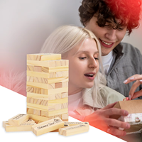 Juego de torre de bloques de madera personalizado, 48 Uds., ideas de fecha y noche, juego de bloques de apilamiento de torre de San Valentín