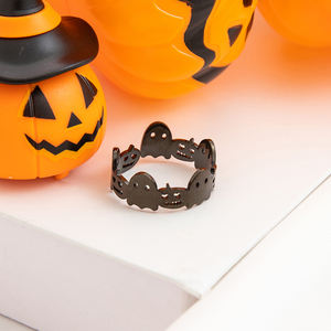 Halloween Pumpkinhead fantasma oro placcato in acciaio inossidabile 18K anello aperto gioielli di moda - Product Image 6