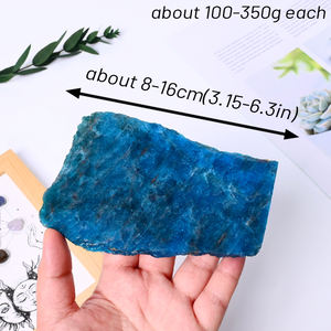 天然クォーツクリスタルジェムストーンブロック生クリスタルストーン青アパタイトスライスジュエリー作り - Product Image 2