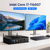PC Industrial Linux Intel I7-1165G7, Mini PC Industrial Integrado sin Ventilador con 6 COM, DDR4 32GB, Salida HDMI VGA