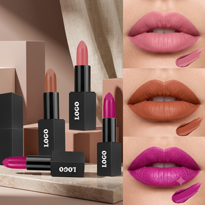Lápiz Labial Mate de Lujo, Marca Privada, Larga Duración, Color Cremoso y Aterciopelado, Tonos Nude, Marrón y Rojo, Fabricante y Proveedor de Cosméticos - Product Image 1