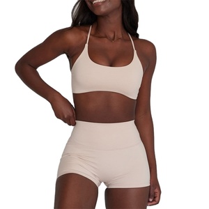 Baju Olahraga Wanita 2 Potong, Bra Olahraga High Waist dan Celana Yoga, Tanpa Punggung, untuk Fitness dan Workout - Product Image 1