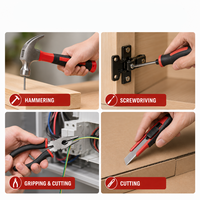 Kit d'outils à main 33 pièces pour réparation générale à domicile avec marteau, pinces, embouts de tournevis, mètre ruban, couteau utilitaire, clé Allen