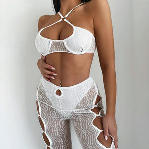 2024 сексуальный летний женский костюм для вечеринки, облегающий топ с декольте и штаны, комплект из 2 предметов для женщин - Product Image 2