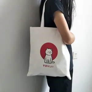 Bolsa de tela ecológica reutilizable con logotipo personalizado, bolsa de lona orgánica Calico, bolsas de compras de algodón para comestibles/