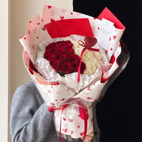 Papier d'emballage floral en gros à motif cœur, double couleur, Papel Coreano pour bouquets romantiques DIY