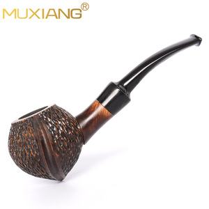 Tobacco Pipe Straight Type Red Briarwood With Black Vulcanized Rubber Mouthpiece 9mm Filter Element - Product Image 2