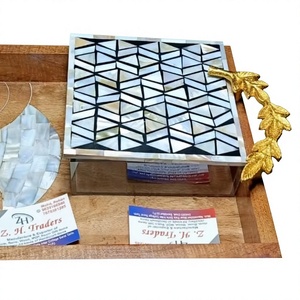 Festive Opal Royale Acrylic Storage <b>Box</b> with Hand Inlaid Mother of Pearl Wooden Lid <b>for</b> Eid <b>Hampers</b> and Table Accents - Product Image 1