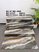 Carrelage d'escalier en porcelaine Foshan 120x30 avec rainure, motif marbre de luxe, carrelage de nez de marche (taille sur mesure)