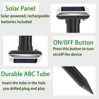 Répulsif Solaire Ultrasonique Étanche en ABS pour le Jardin et la Pelouse Contre les Taupes, les Gophers et les Serpents