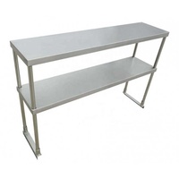 Table de travail utilitaire pour cuisine commerciale personnalisée NSF, 2 niveaux, acier inoxydable 430, finition brossée mate, capacité de charge de 300 kg/m