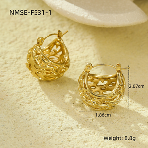 Pendientes de Acero Inoxidable con Forma de Nido de Pájaro Calado en U, Estilo Retro Francés, de Titanio - Product Image 3