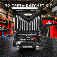 Jeu de clés à cliquet professionnelles à 72 dents, 61 pièces, kit d'outils à main, usage industriel, étui rigide, automobile, vélo