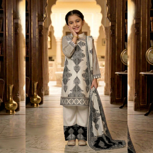 Salwar Kameez Tradicional para Niñas, Algodón con Estampado Floral, Corte Holgado, Largo hasta el Tobillo, K-3030, India Pakistán, Ropa Casual - Product Image 1