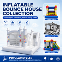 Château gonflable commercial d'intérieur blanc avec toboggans et piscine à balles pour fêtes d'enfants, château gonflable d'extérieur