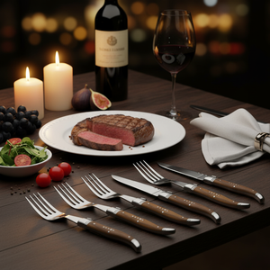 Ensemble de couteaux et fourchettes <span class=keywords><strong>Laguiole</strong></span> de luxe en acier inoxydable avec manche en bois pour restaurants et hôtels à domicile - Product Image 4